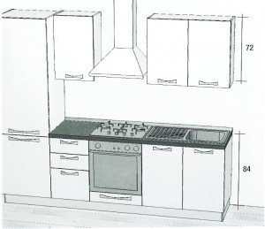 Cucina lineare economica ONE 255 cm.