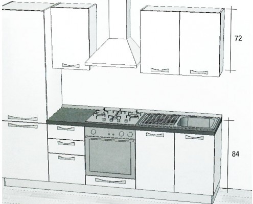 Cucina lineare economica ONE 255 cm.